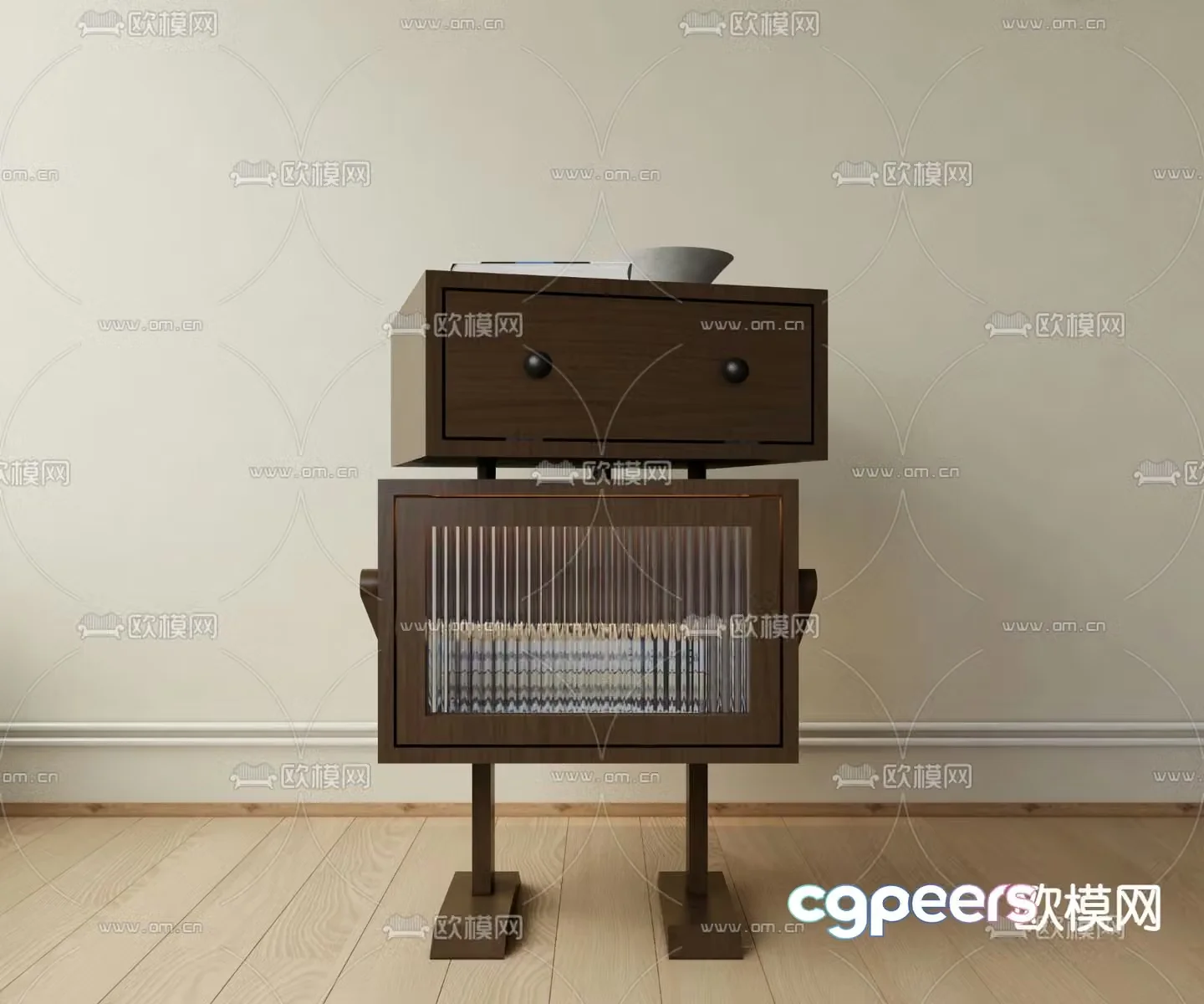 Wabi-sabi style bedside table robot bedside table 3d model