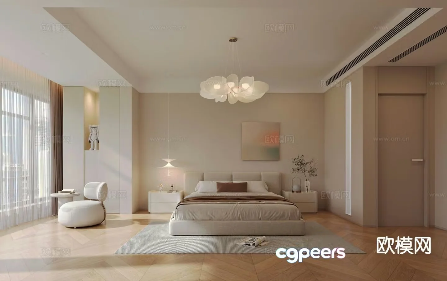 Cream style bedroom master bedroom 3d model