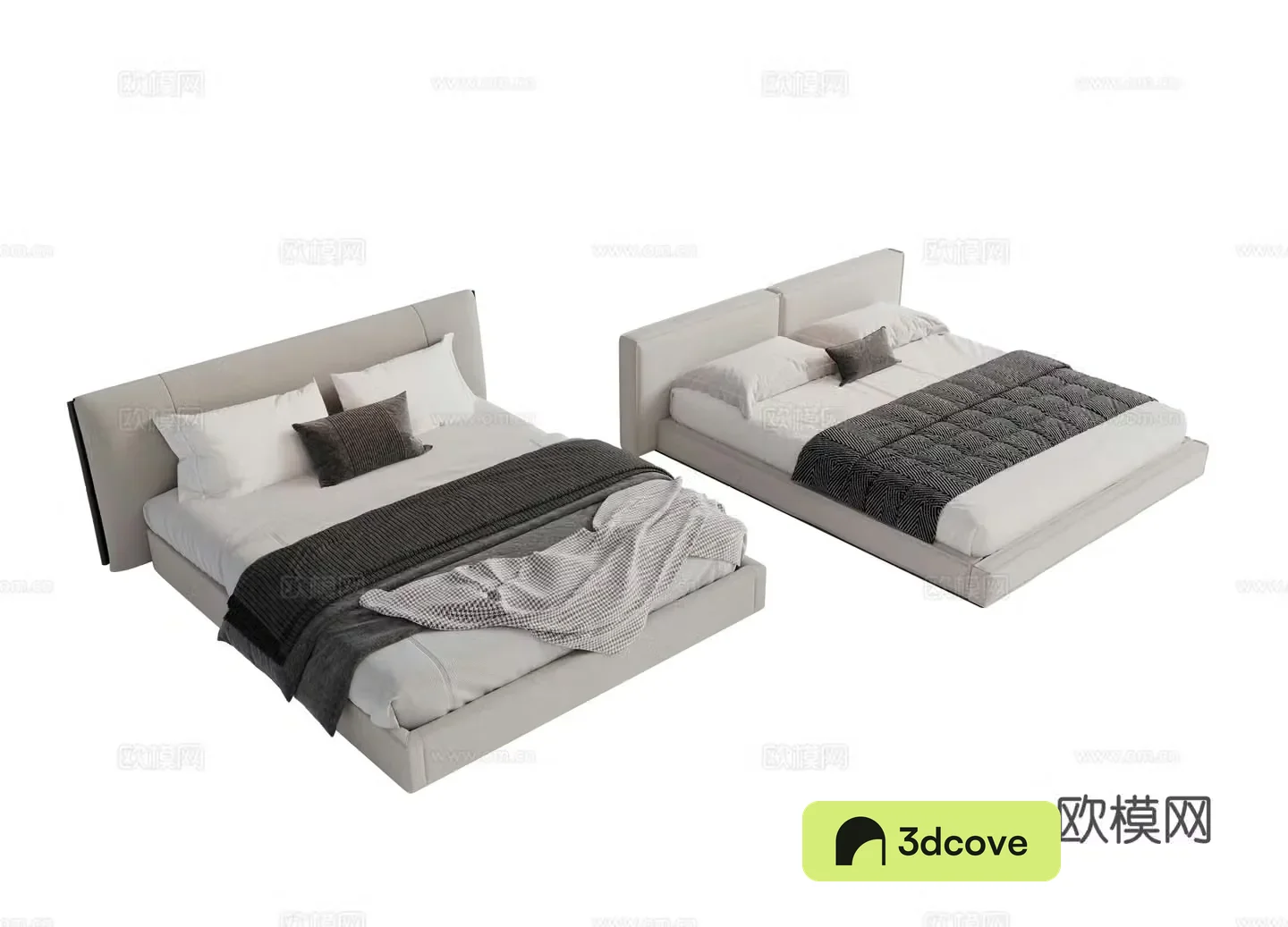 Modern fabric dual bed Main bed bedroom minimalist bed Minotti Modern dual bed