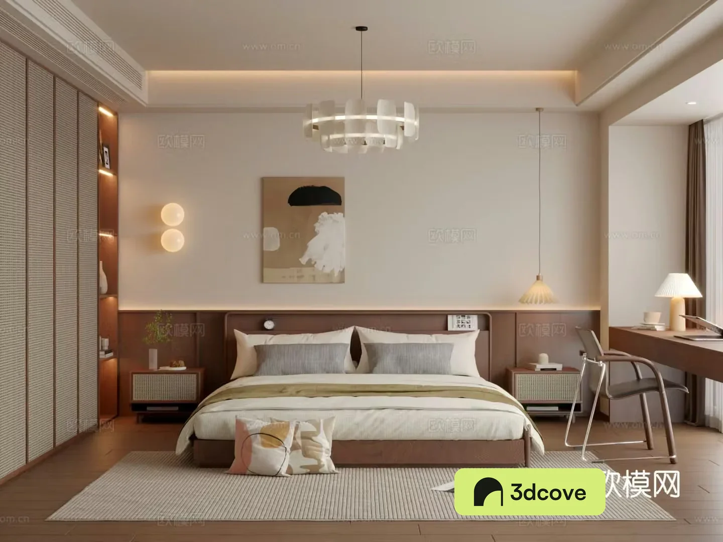 Middle style bedroom retro bedroom 3d model