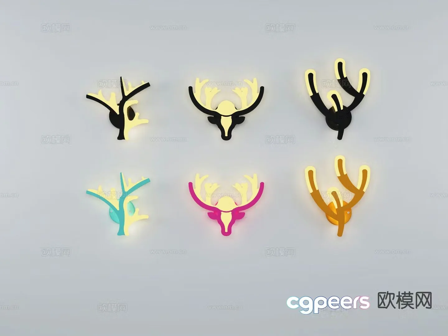 Nordic internet celebrity wall lamp animal wall lamp antler wall lamp 3D model