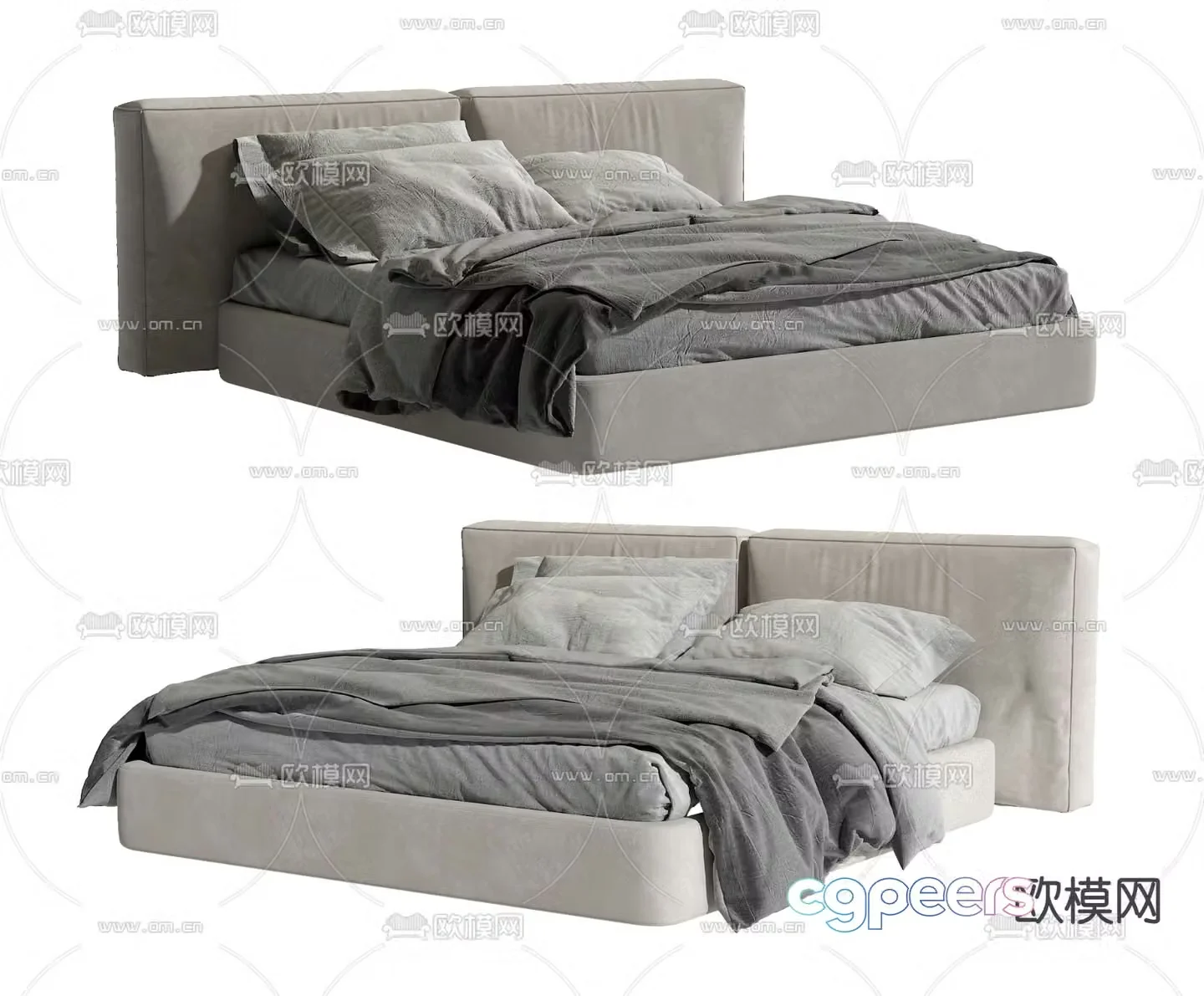 Modern double bed 3d model
