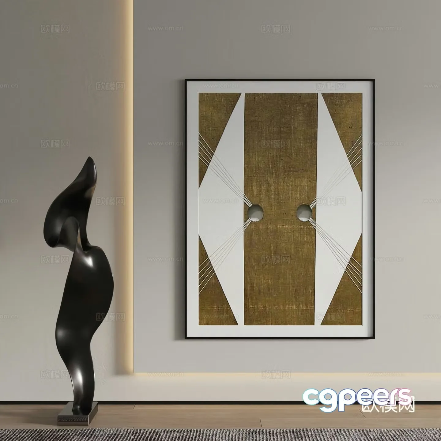 Modern decorative painting abstract painting hanging painting 3d model