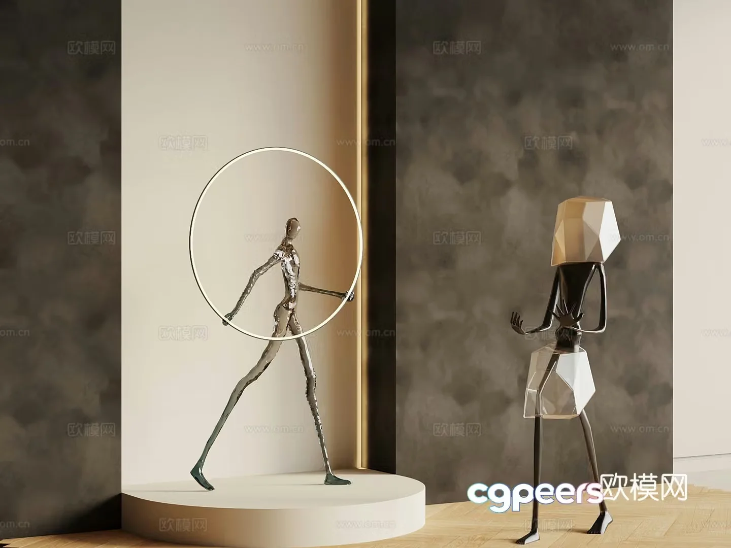 Modern abstract humanoid sculpture 3d model