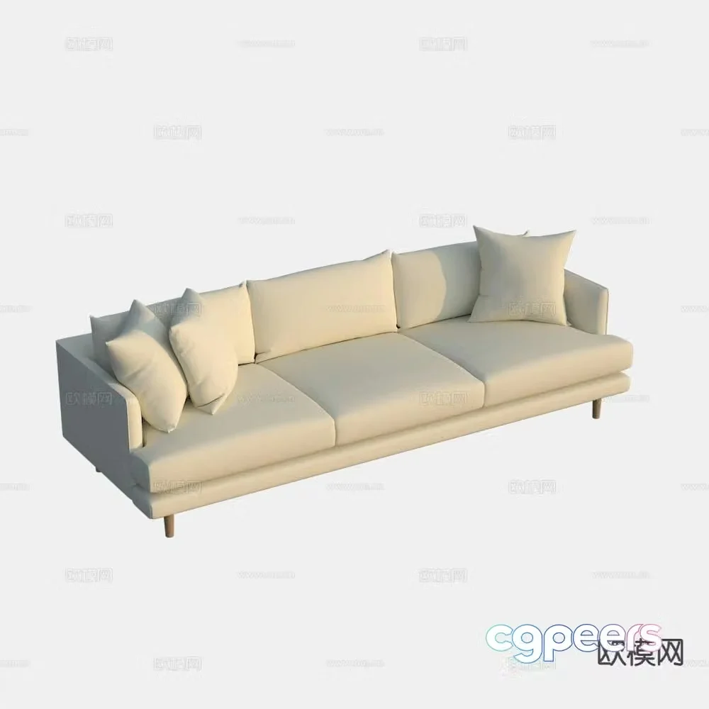Modern three-person sofa leisure sofa 3d model