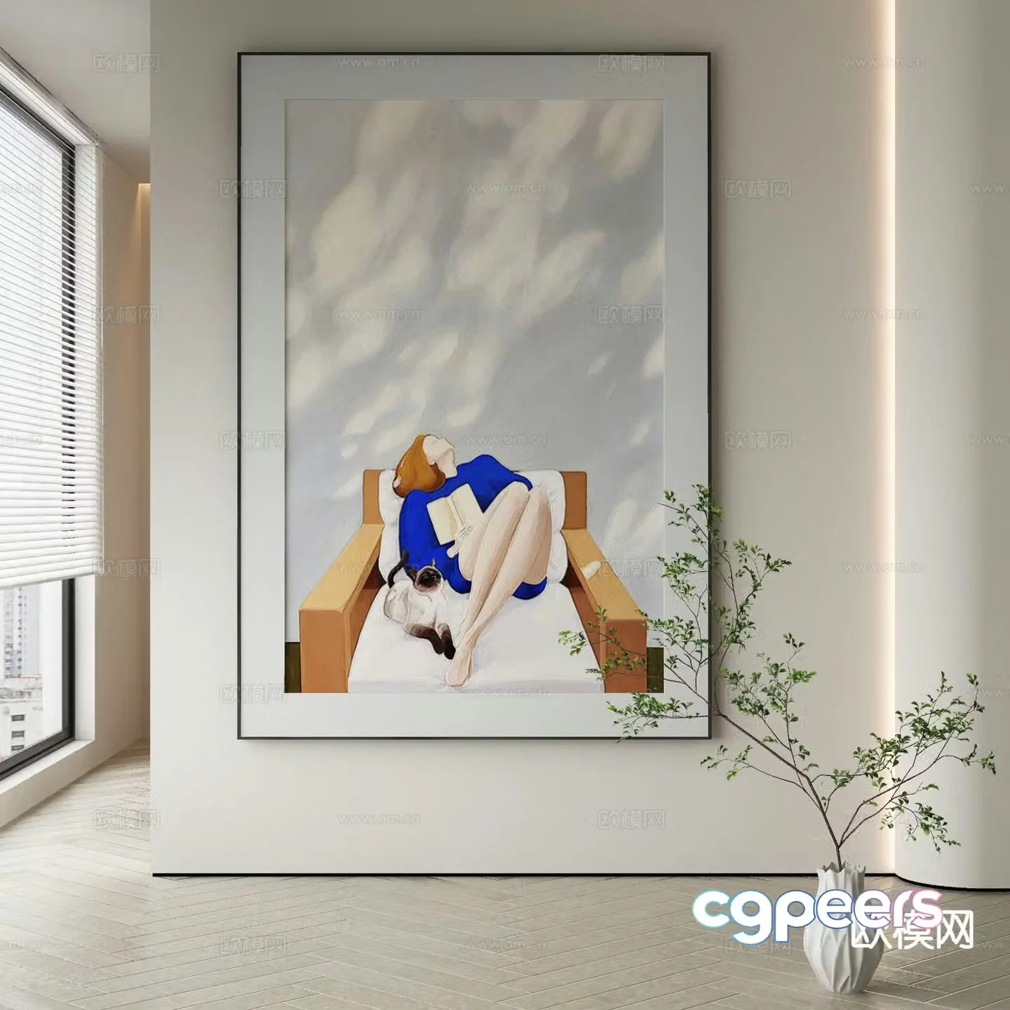 Modern decorative painting combination painting figure hanging painting 3D model