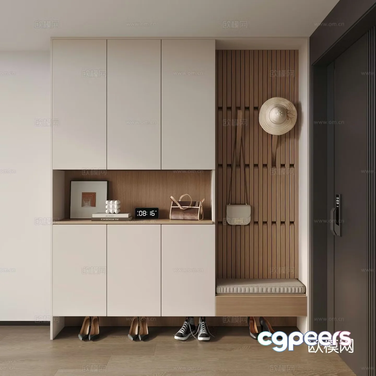 Modern entrance shoe cabinet 3d model