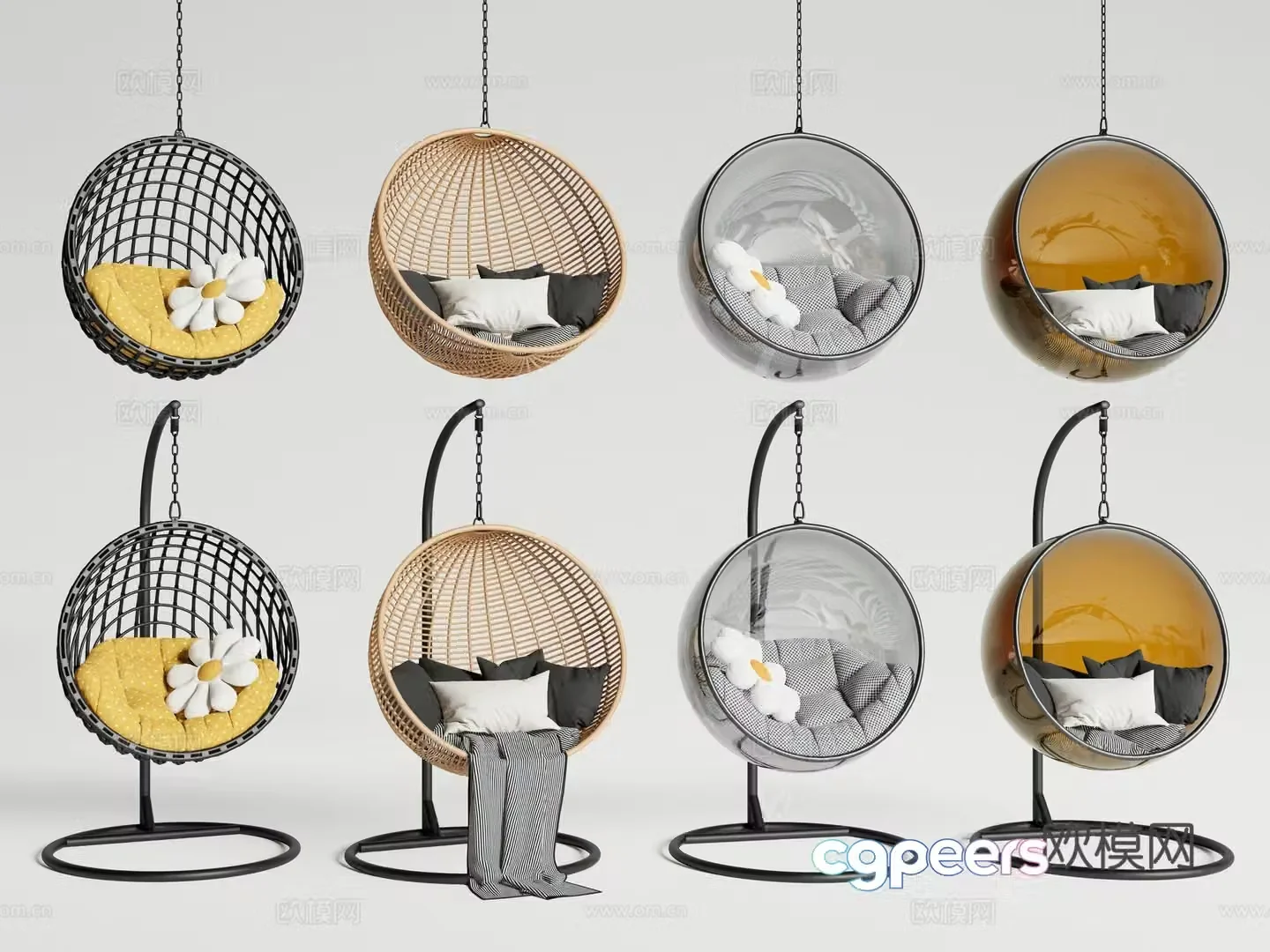 Modern hanging chair cradle chair rattan hanging chair swing chair 3d model