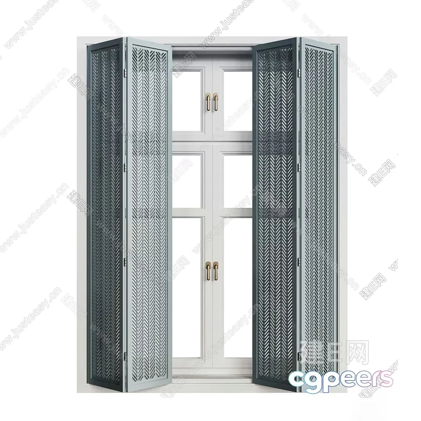 A Gray Door With A Patterned Screen 3D Model – 6094 – VRAY Render