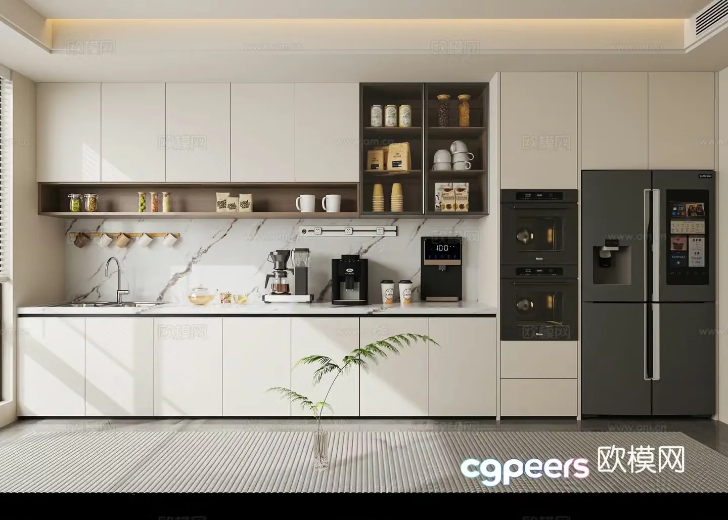 Italian light luxury sideboard refrigerator sideboard tea cabinet 3D model