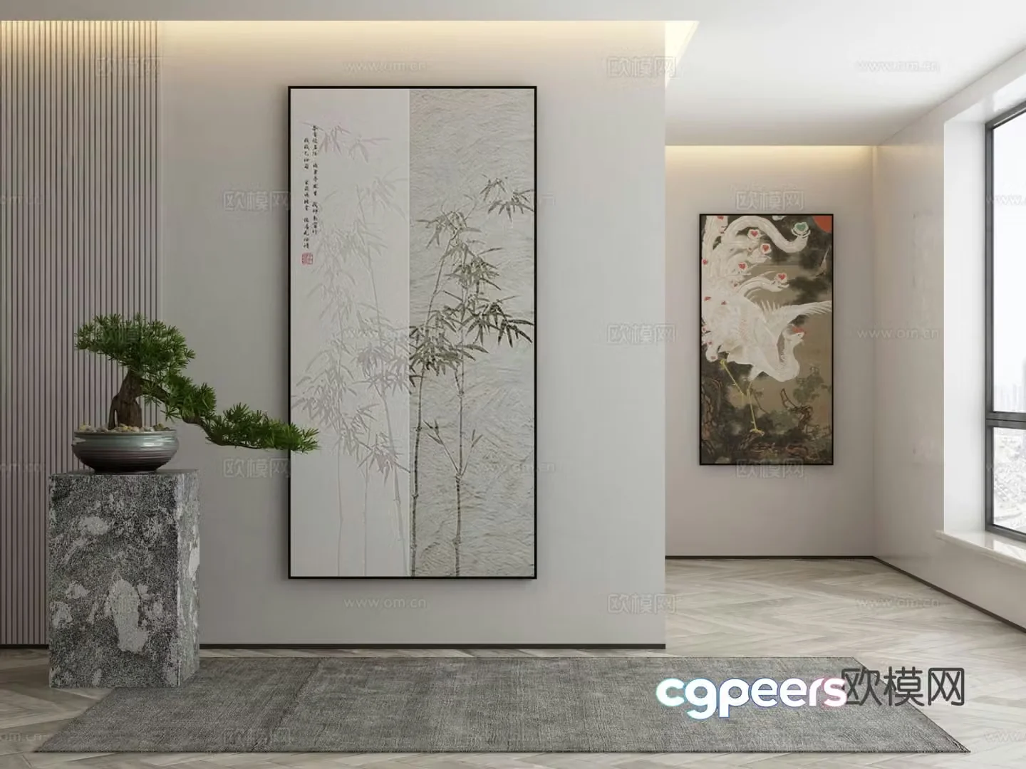 New Chinese style decorative painting bamboo painting 3d model
