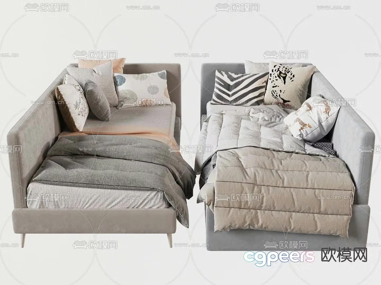 Nordic children’s bed single bed 3d model