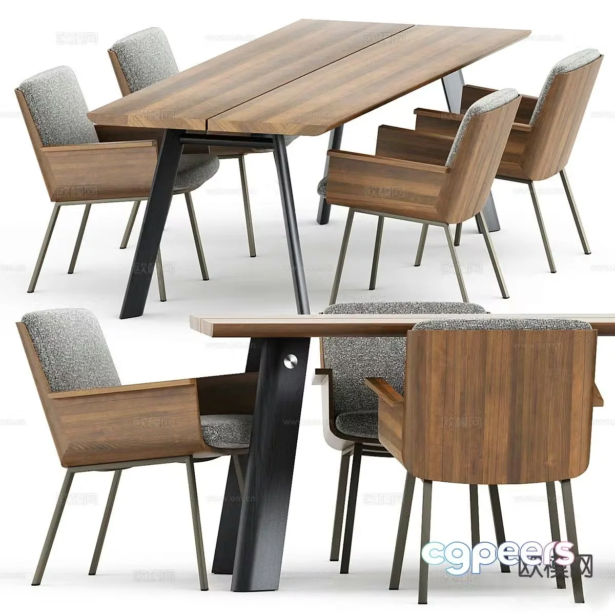 Modern dining table and chairs bar dining table 3d model