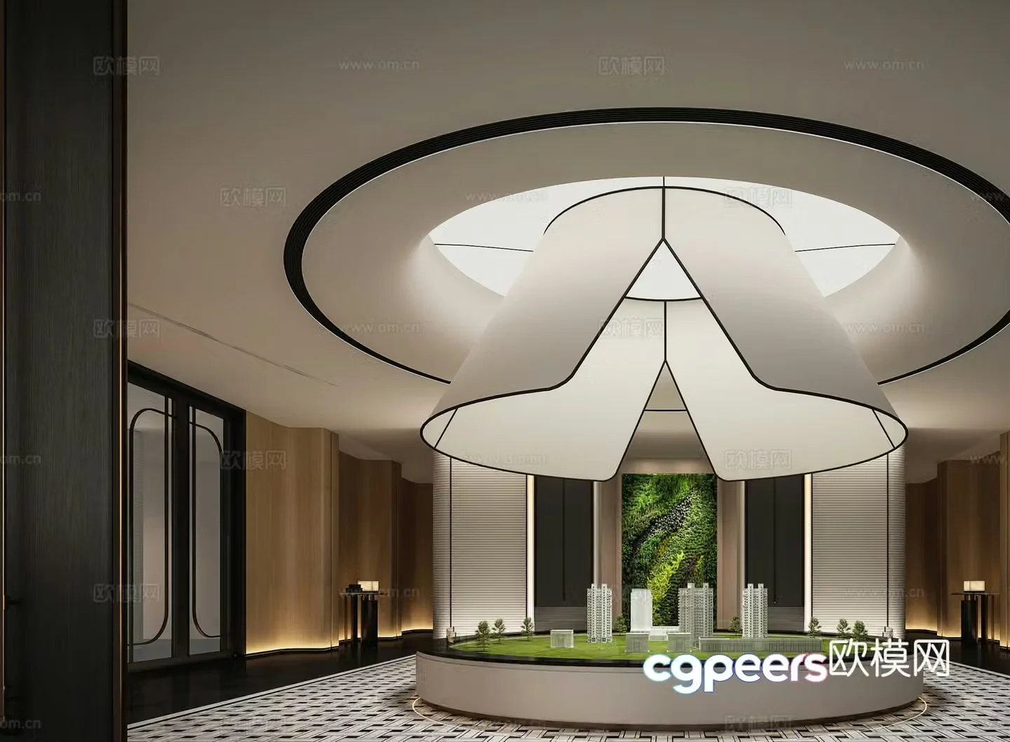 Modern sales office sand panel lobby 3D model