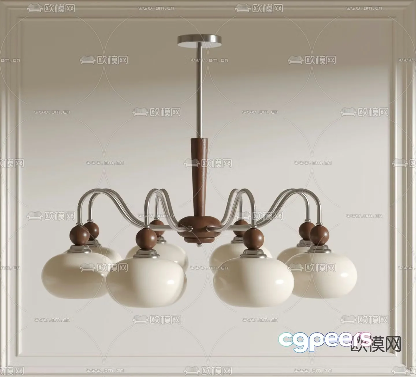 Multi-head chandelier 3d model