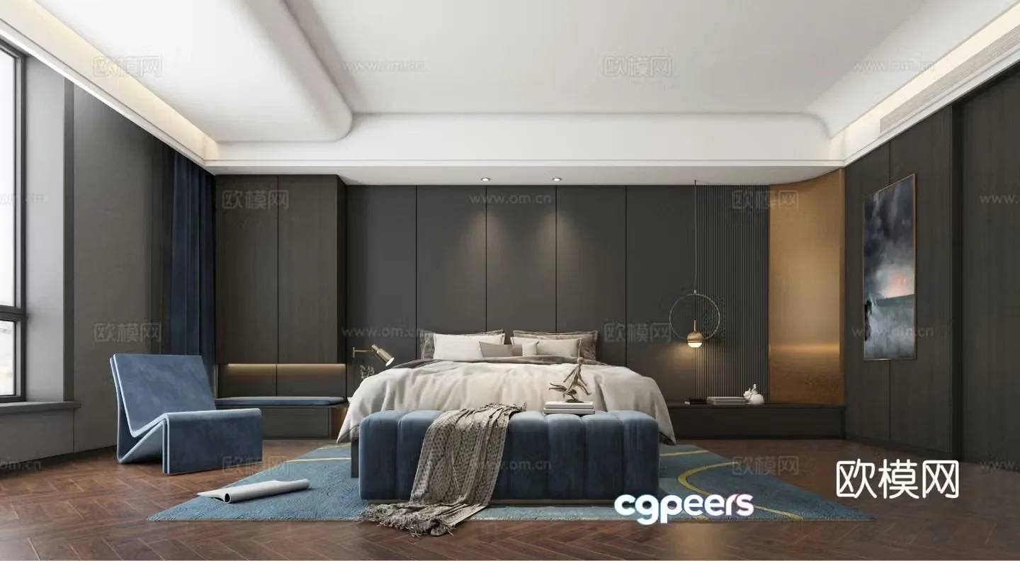 Modern bedroom master bedroom 3d model