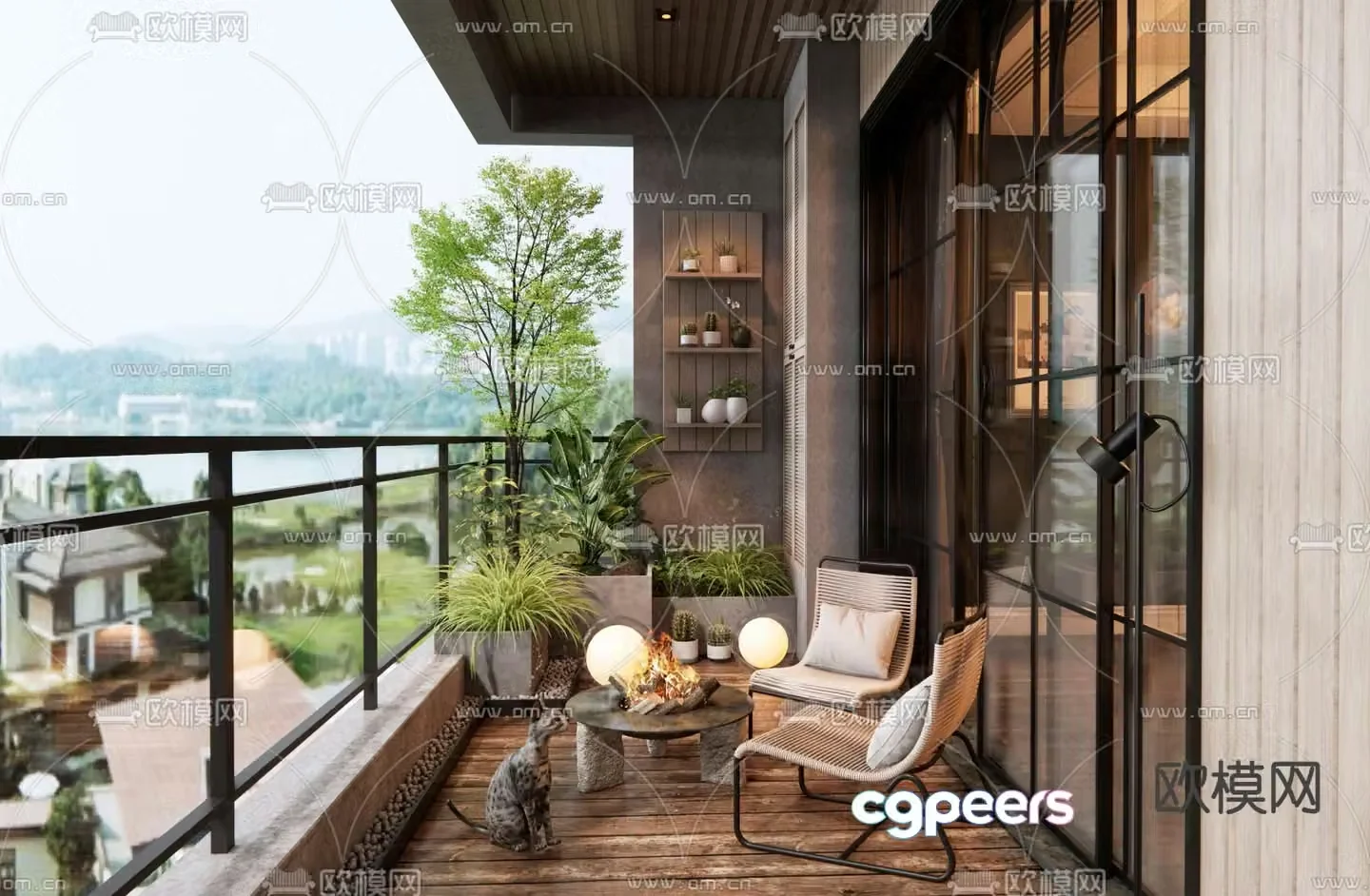 Living balcony Leisure balcony 3d model