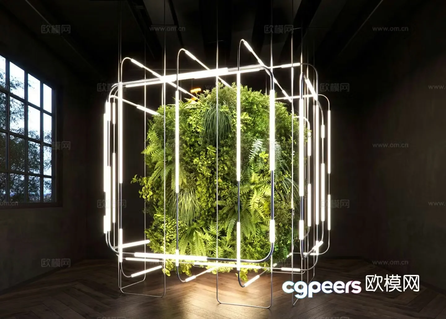 Modern interior installation plant landscaping 3d model