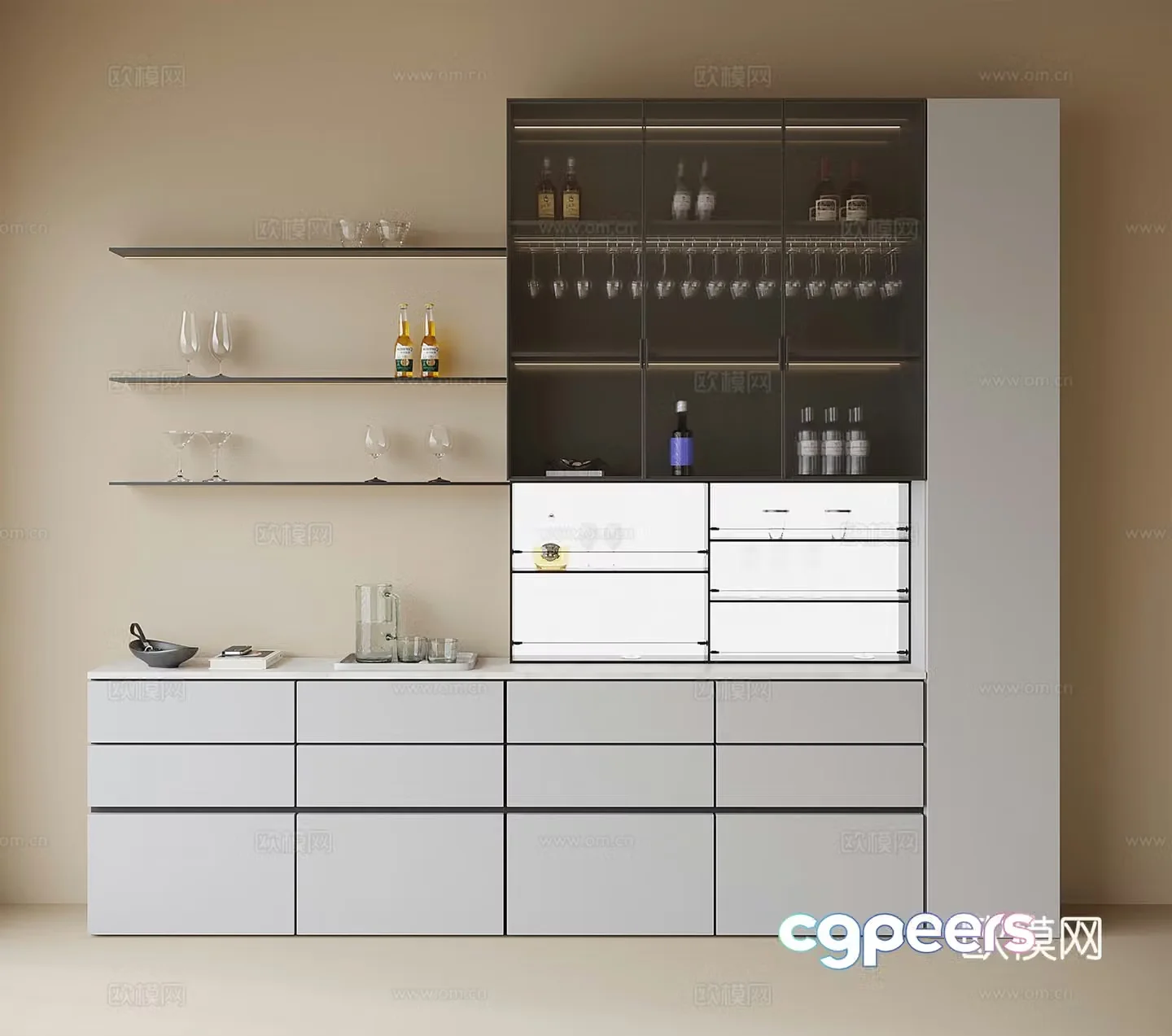 Modern wine cabinet sideboard 3D model