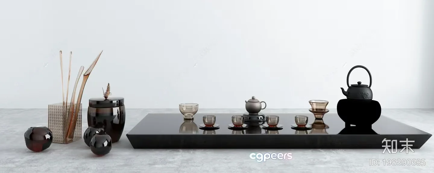 Traditional Asian Tea Set 3D Model – 3930 – VRAY Render