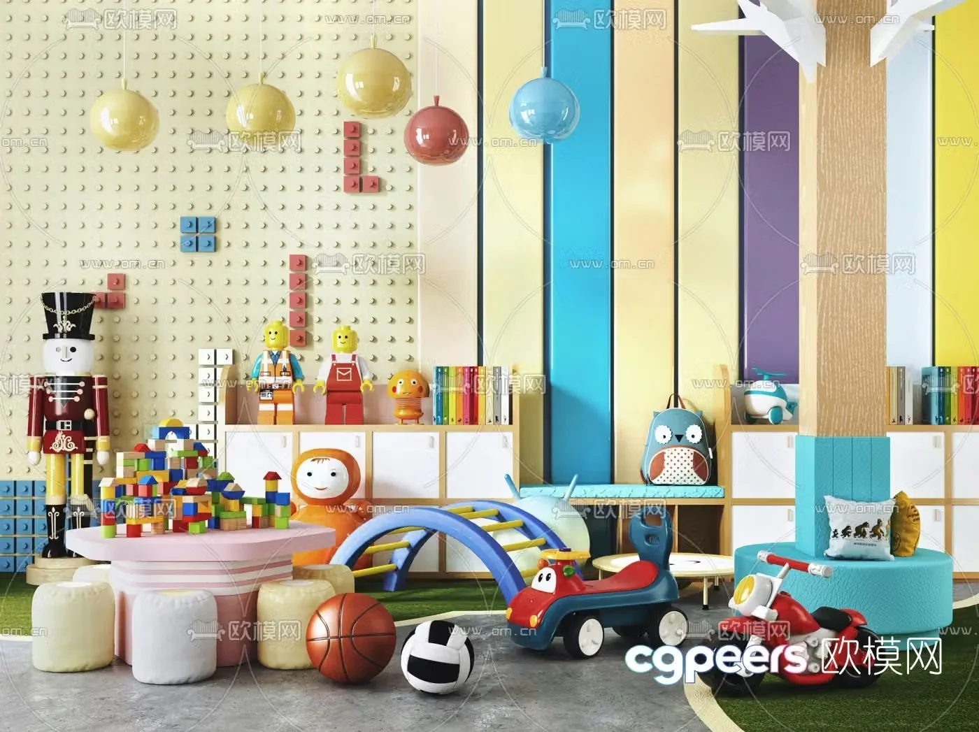 Modern children’s table and chair toys 3d model