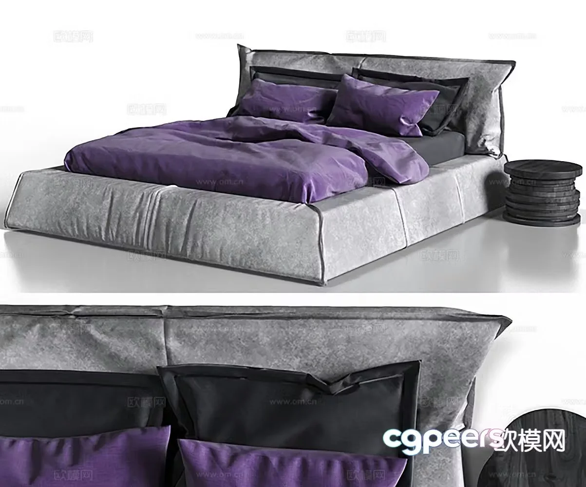 Modern double bed 3d model