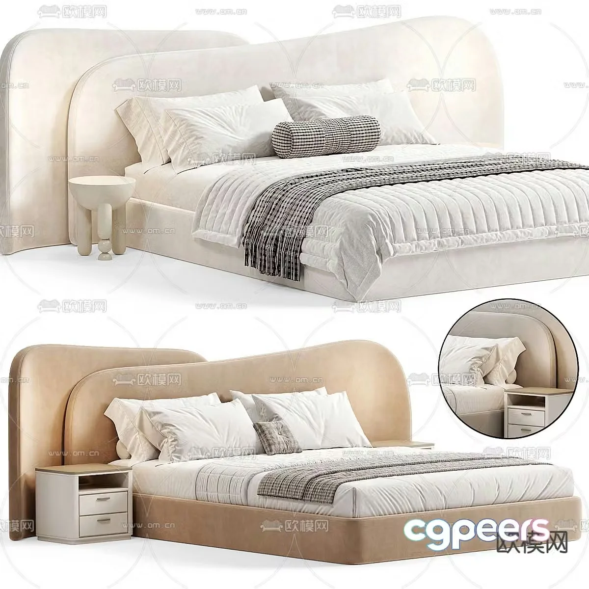 Modern double bed 3d model
