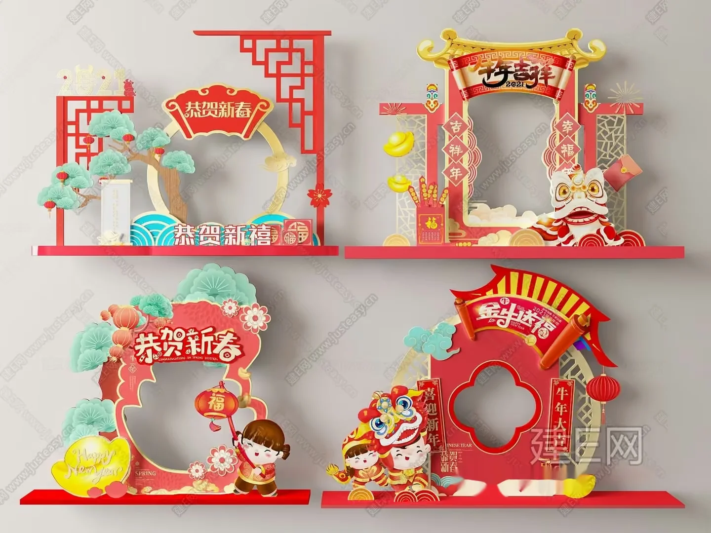 Decorative Chinese New Year Displays 3D Model – 2678 – VRAY Render