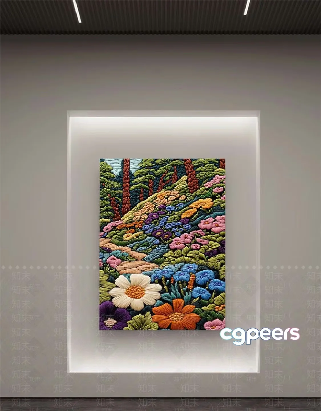 A Colorful Embroidered Art Piece 3D Model – 9243 – VRAY Render