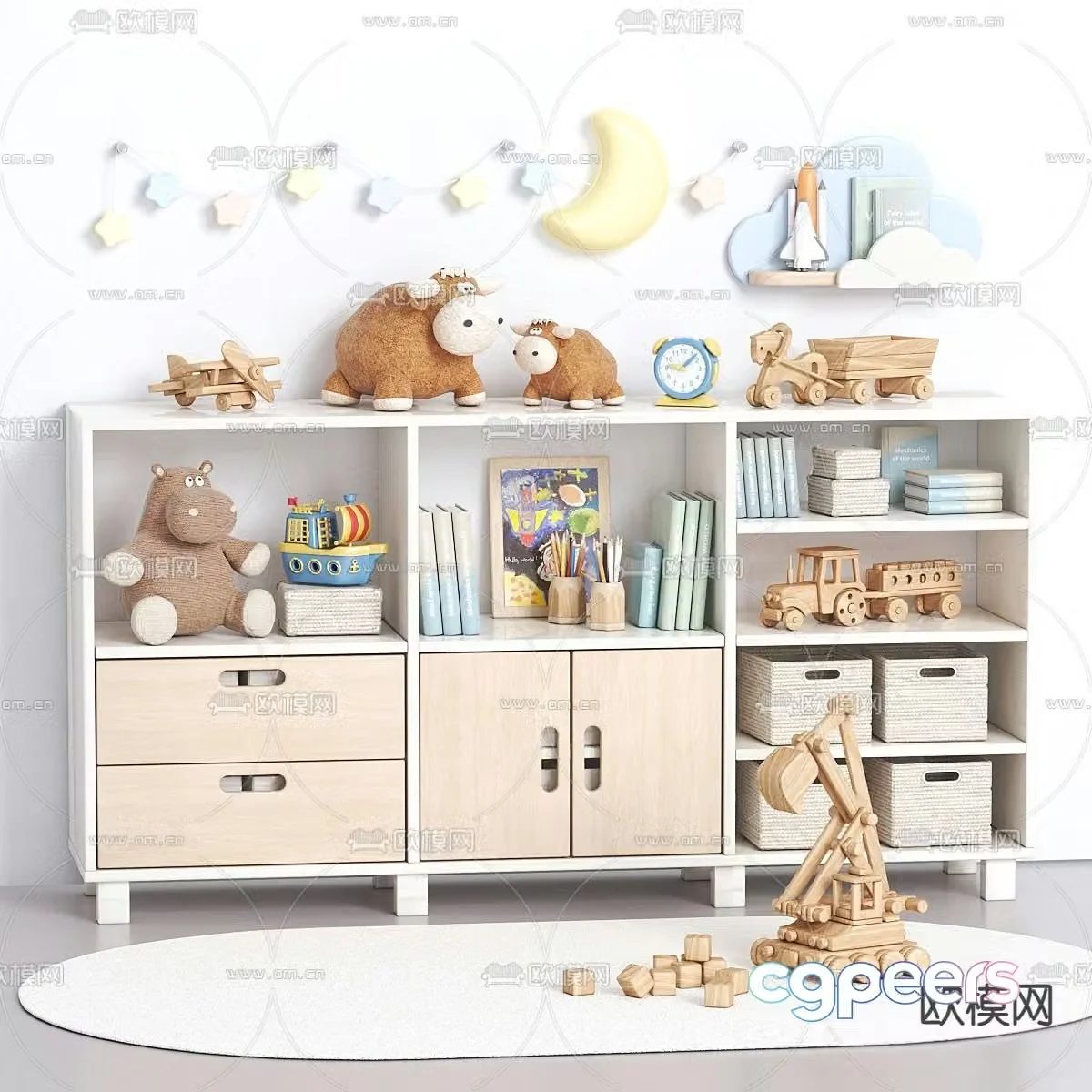 Children’s bookcase storage cabinet 3d model