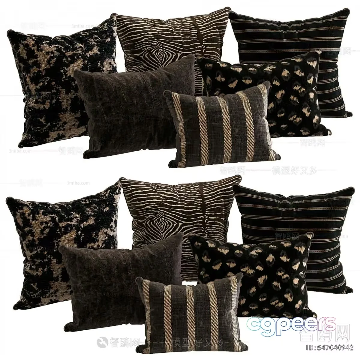 A Collection Of Throw Pillows 3D Model – 15094 – CORONA Render