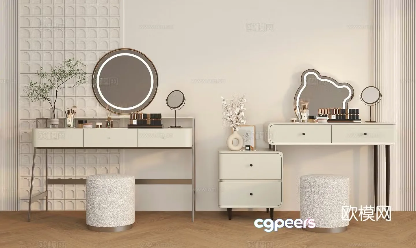 Modern dressing table dressing stool 3d model