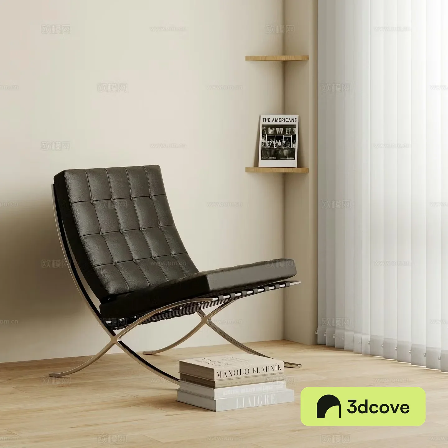 Modern black leather casual single chair