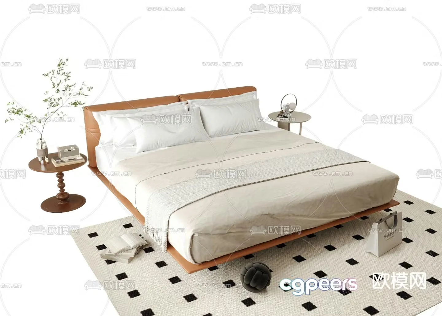 Modern double bed 3d model