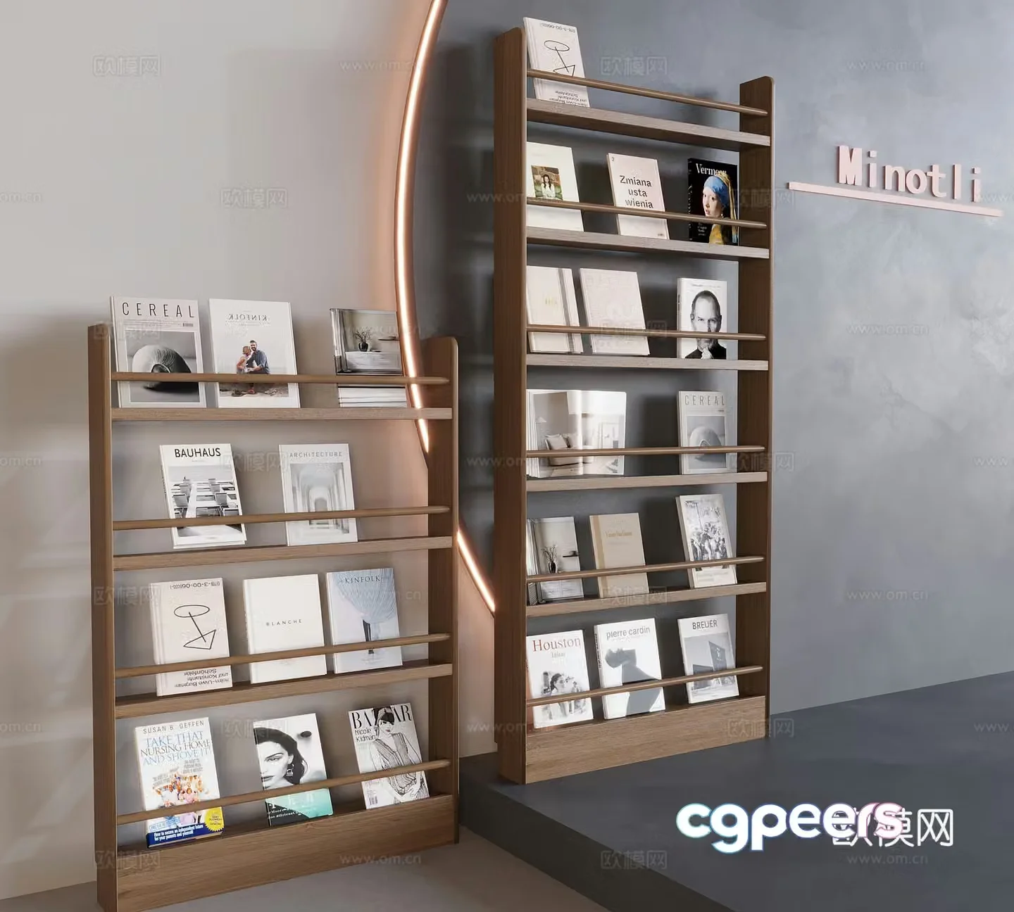 Middle-aged style floor-standing bookshelf Solid wood magazine rack Newspaper rack 3D model