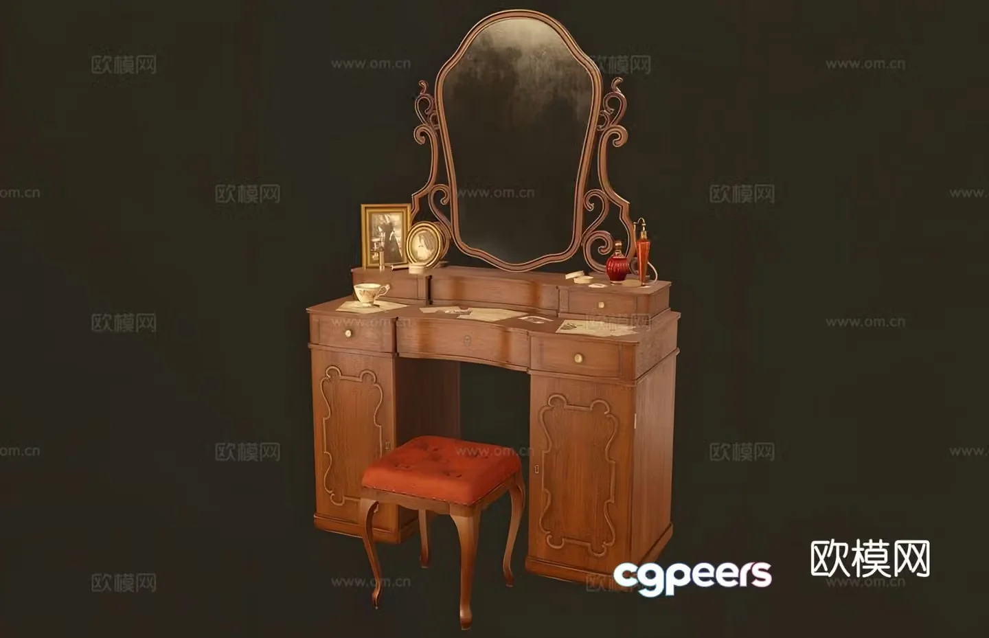 European dressing table dressing table 3d model