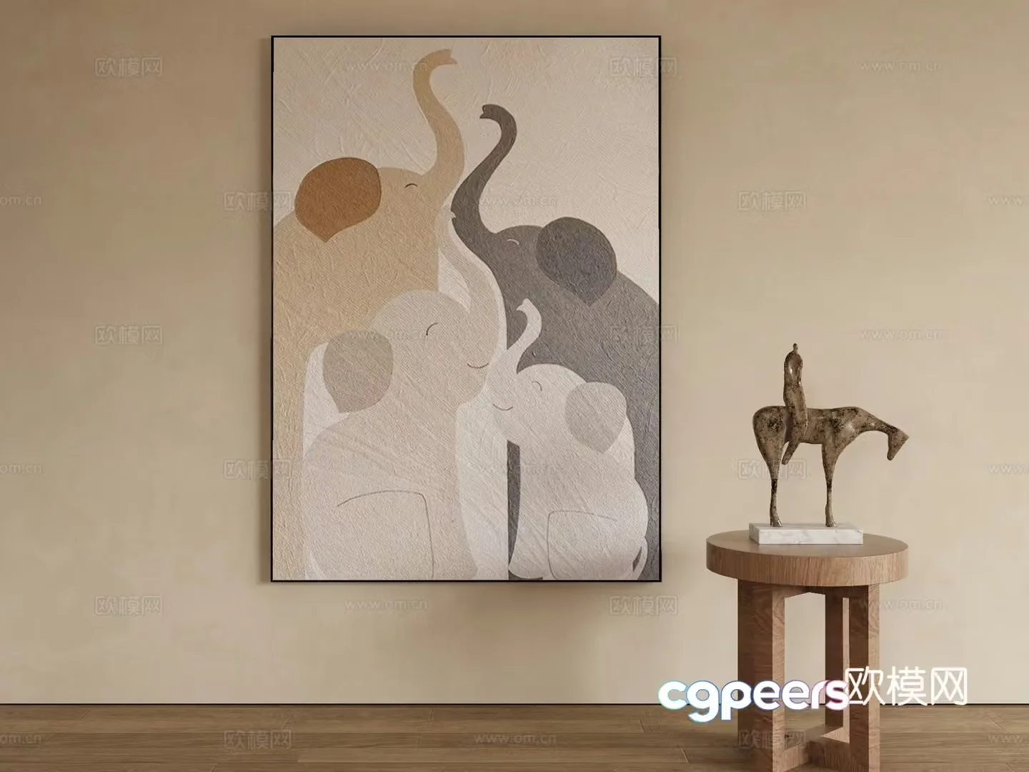 Modern texture painting decorative painting 3d model