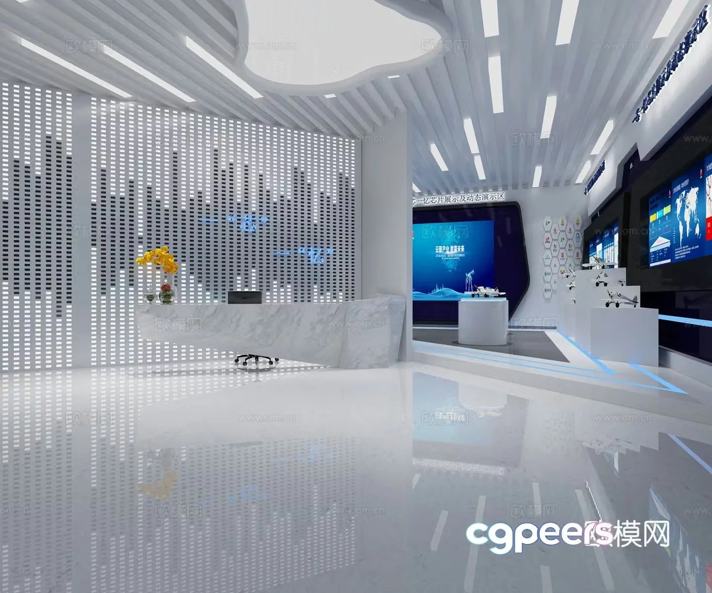 Modern scientific research room hall 3d model