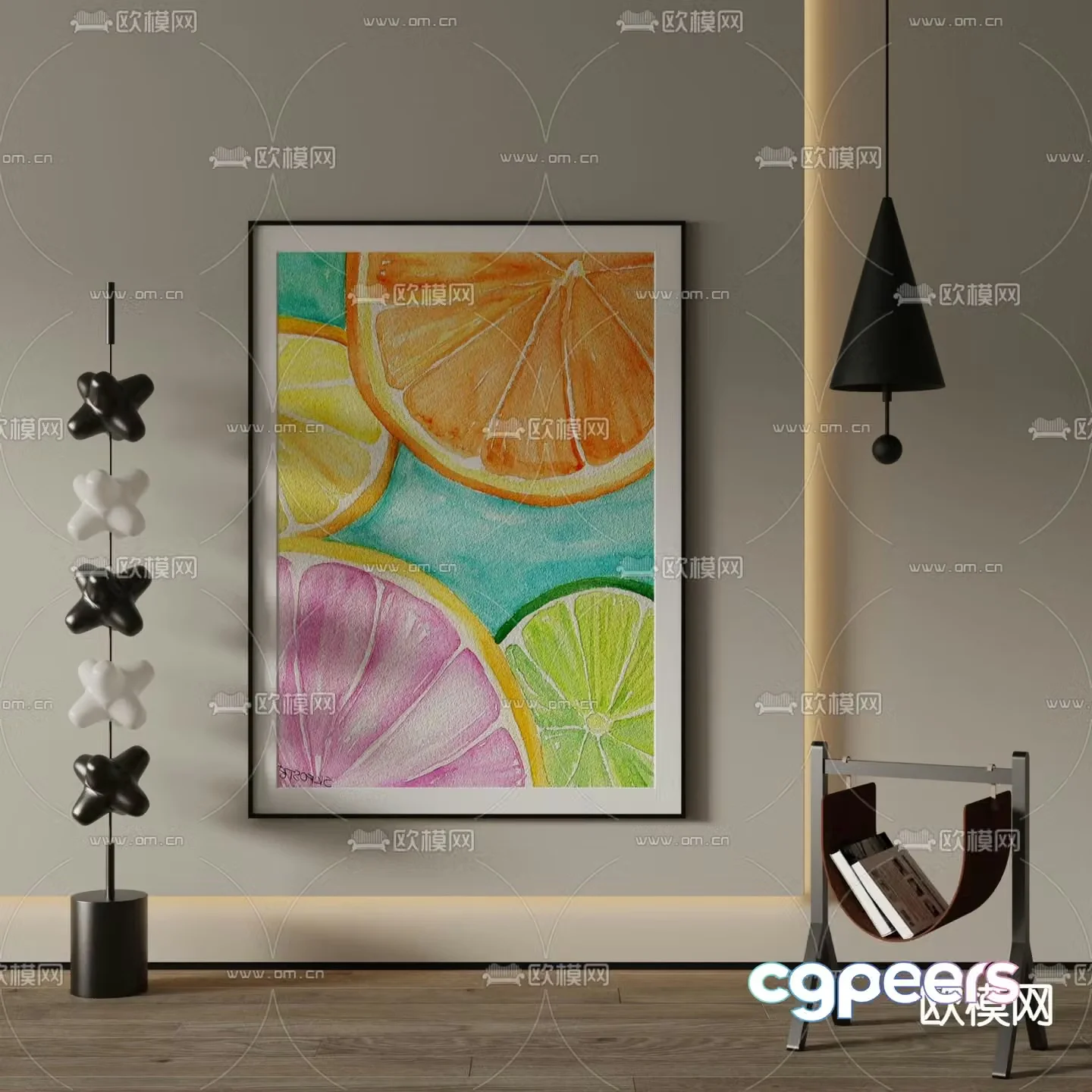 Fruit oil painting decorative painting 3d model