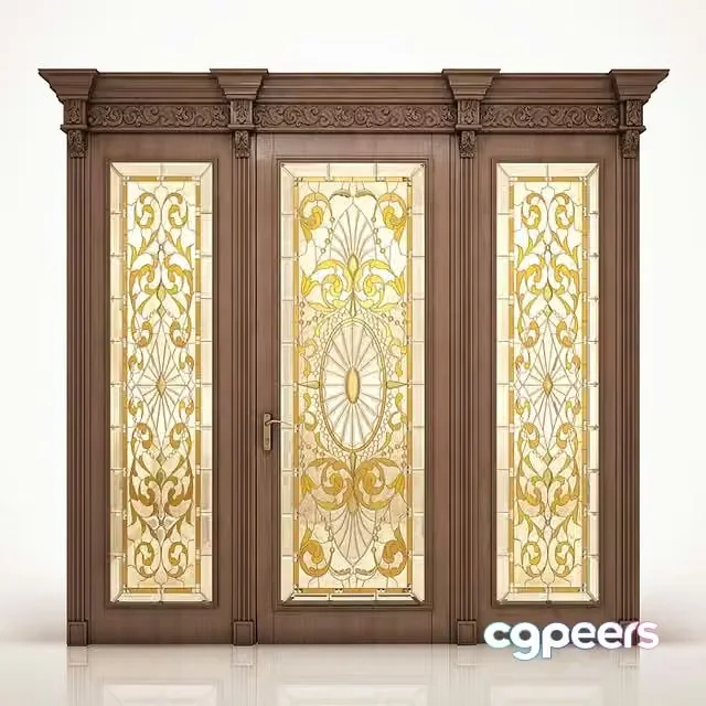 3ds Max Free – Door with stained-glass window classic