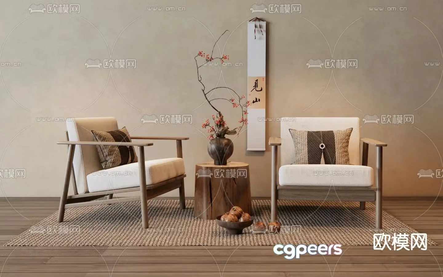 New Chinese style leisure chair armchair 3d model