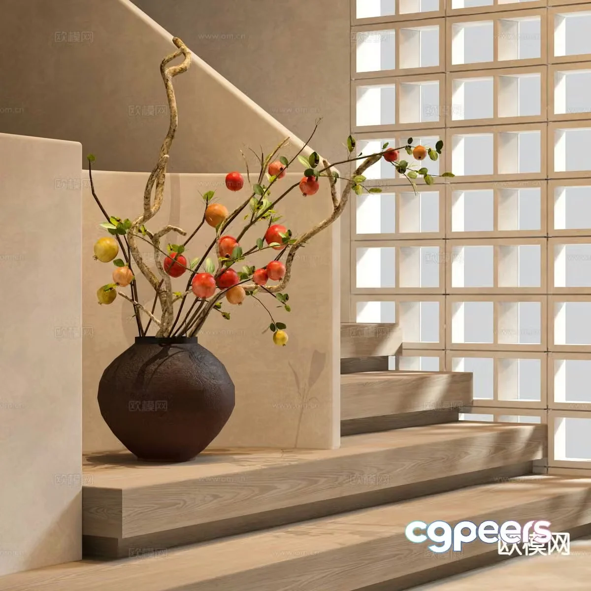 wabi-sabi flowers zen vase ceramic vase 3d model