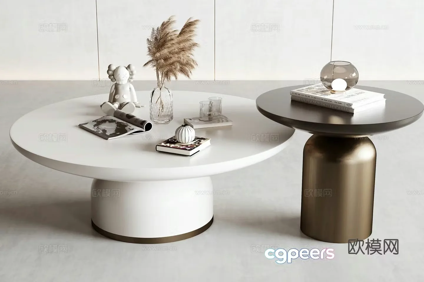 Modern double coffee table 3d model