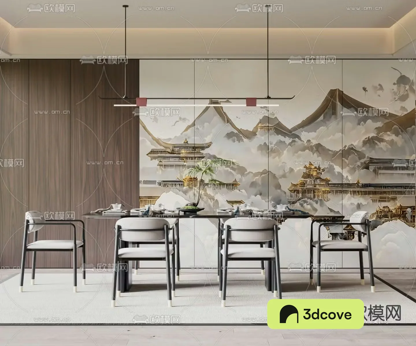 New Chinese style dining table and chairs Bar dining table