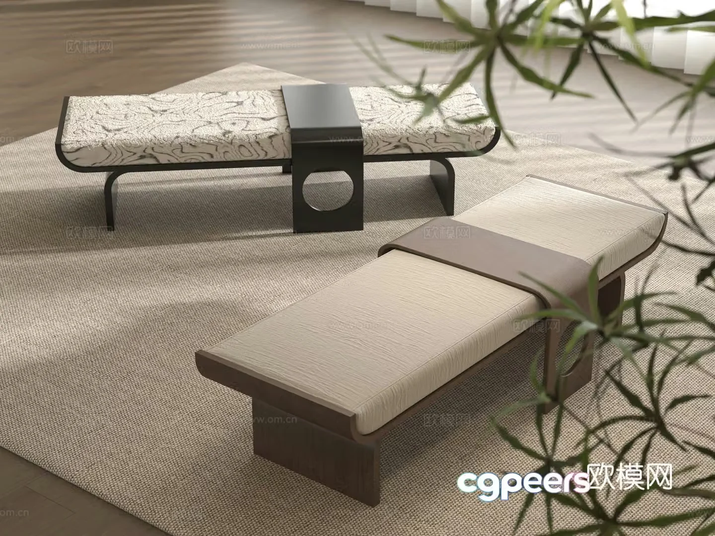 New Chinese style bed stool 3D model