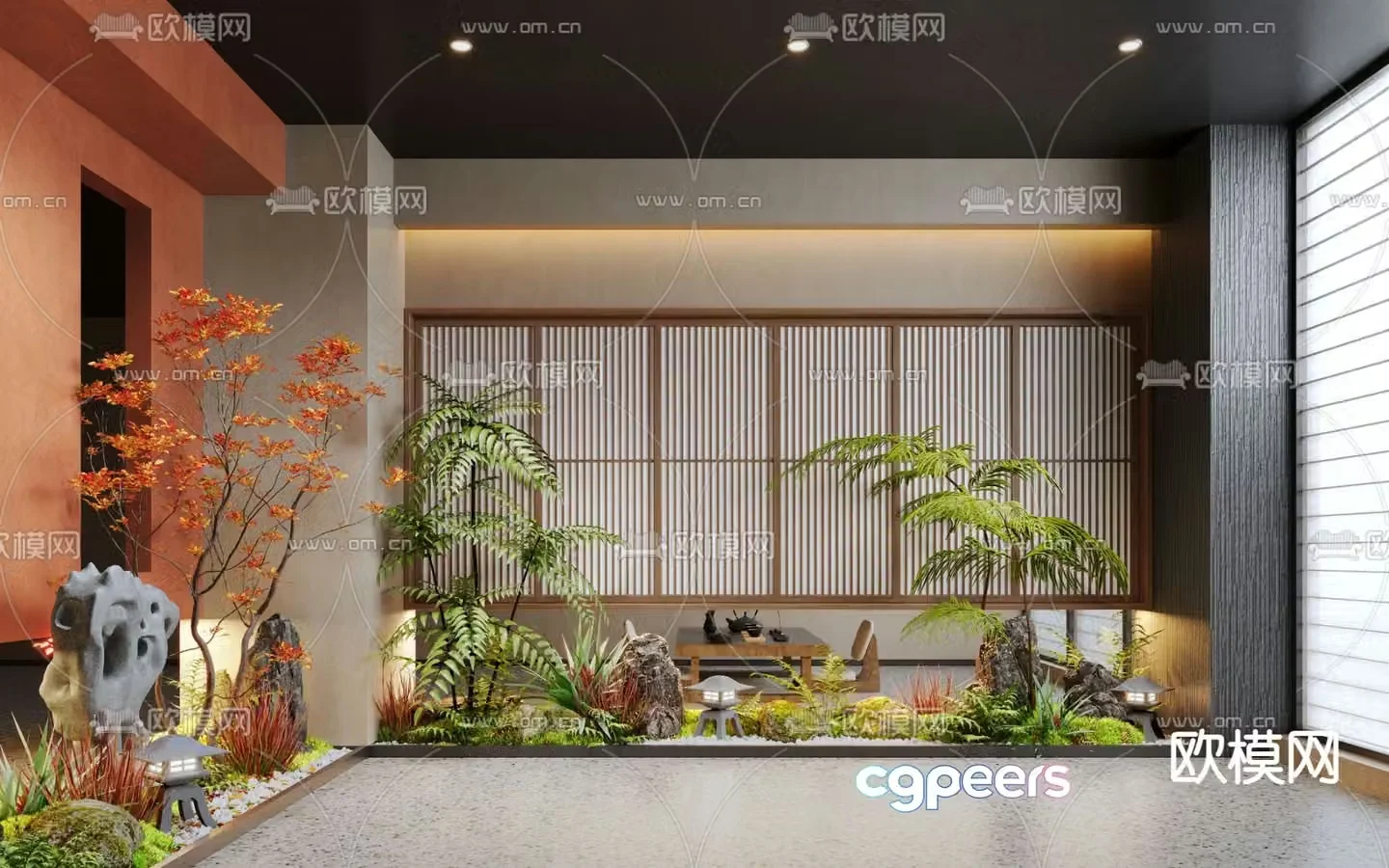 Indoor landscape plant landscaping stone sculpture 3d model