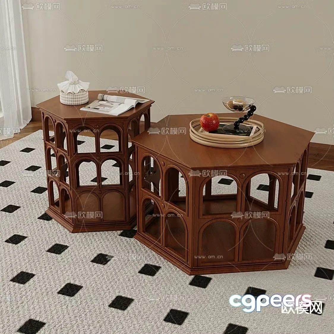 Medieval style mother-in-law coffee table 3D model