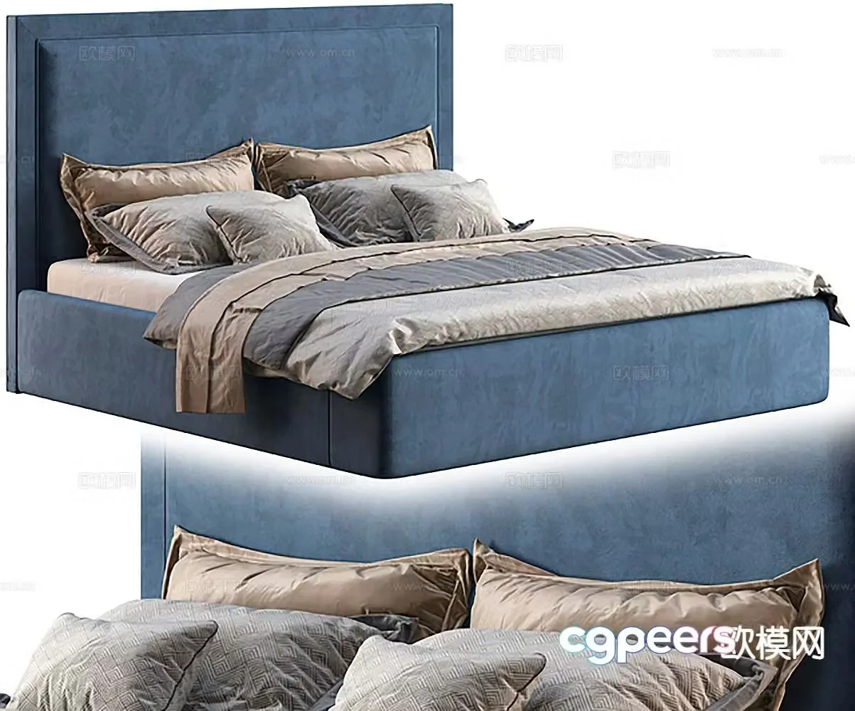 Modern double bed 3d model