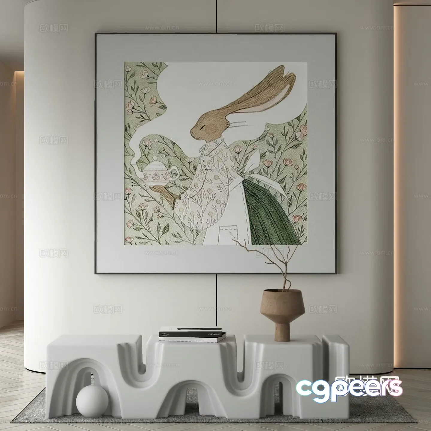 Modern cartoon painting decorative painting 3d model