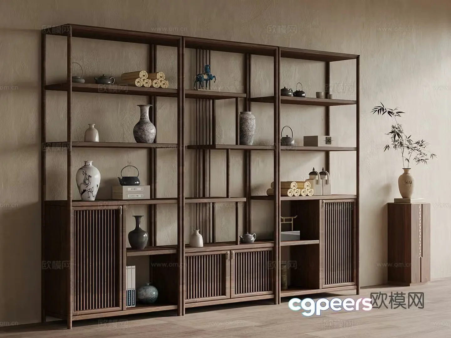 New Chinese style antique shelf vase ornaments 3D model